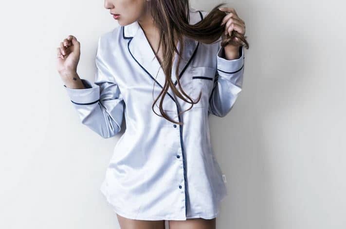 girl in silk pajamas